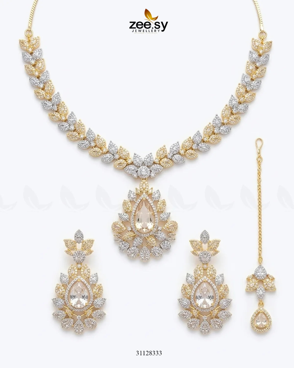 Leaf Teardrop Necklace Set Necklace Sets - Zeesy Jewellery Pakistan | Premium Artificial & Imitation Jewellery