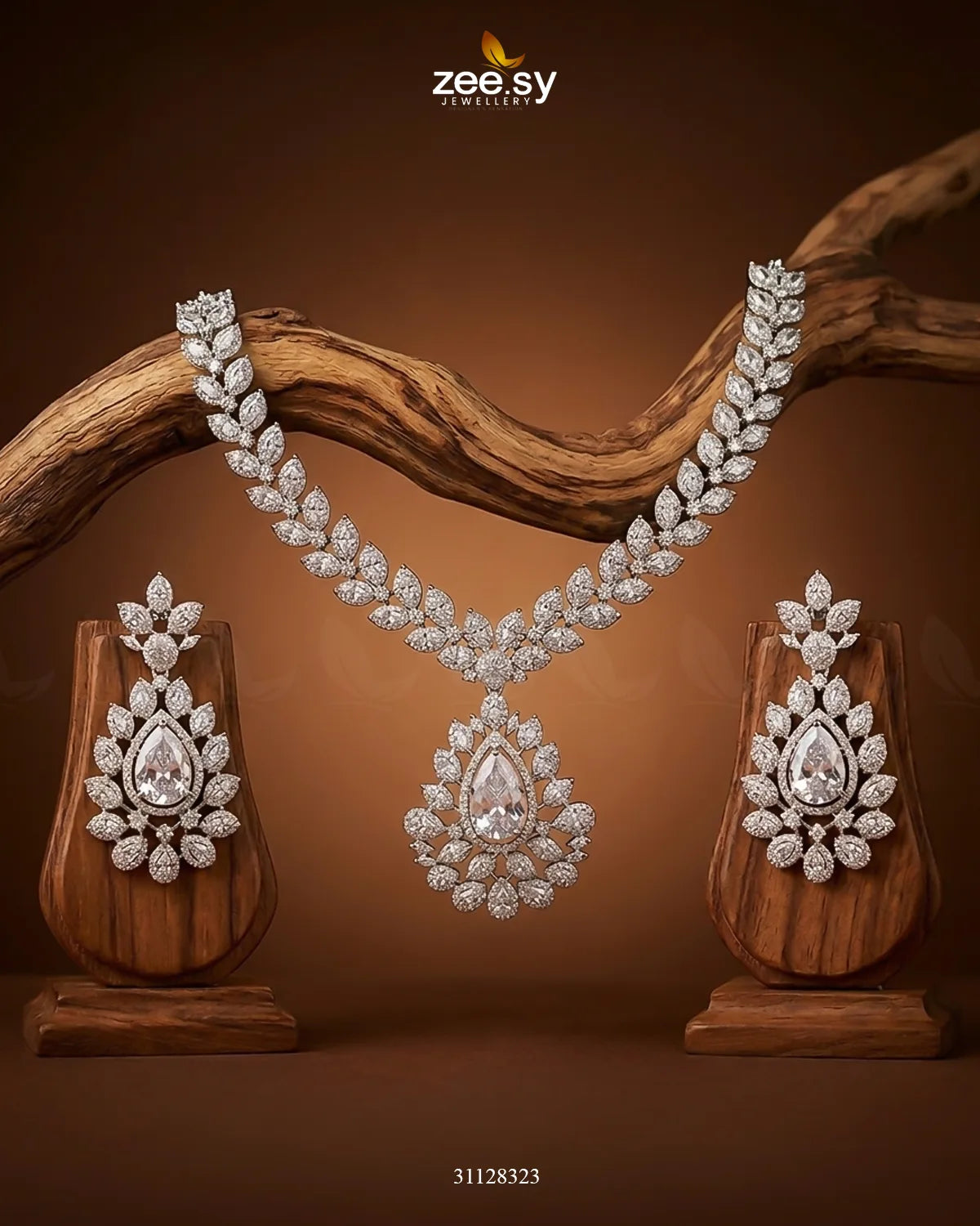 Leaf Teardrop Necklace Set Necklace Sets - Zeesy Jewellery Pakistan | Premium Artificial & Imitation Jewellery