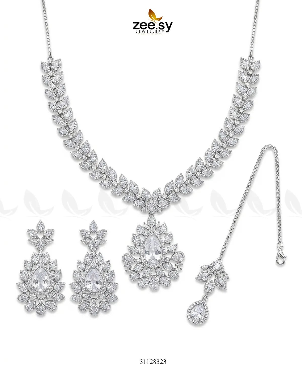 Leaf Teardrop Necklace Set Necklace Sets - Zeesy Jewellery Pakistan | Premium Artificial & Imitation Jewellery