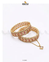 Leaf Vine Gems Stone Bangles Golden Red - Zeesy Jewellery
