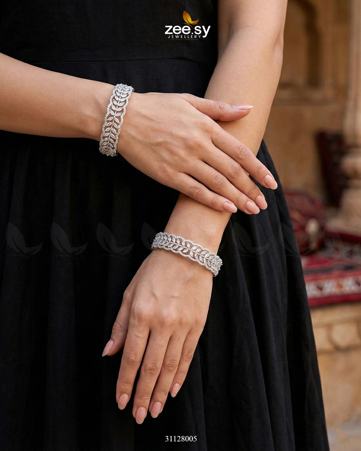 Leaf Vine Gems Stone Bangles - Zeesy Jewellery