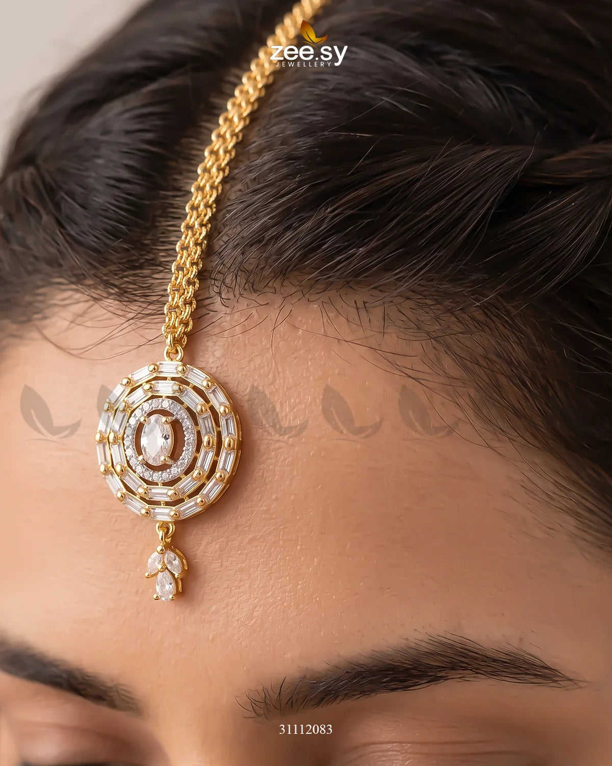 White Liana Bindiya by RHS09, intricately designed traditional bindiya with floral patterns, perfect for festive occasions.