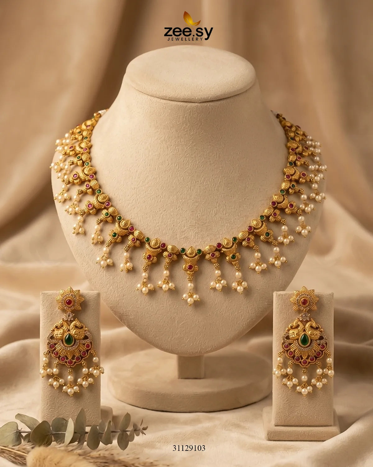 Linear Seed Pearl Necklace Set Necklace Sets - Zeesy Jewellery Pakistan | Premium Artificial & Imitation Jewellery