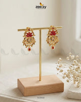 Lotus Floral Beads Bridal Earrings Earrings - Zeesy Jewellery Pakistan | Premium Artificial & Imitation Jewellery