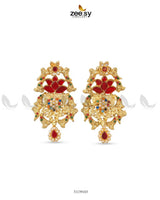 Lotus Floral Beads Bridal Earrings Earrings - Zeesy Jewellery Pakistan | Premium Artificial & Imitation Jewellery