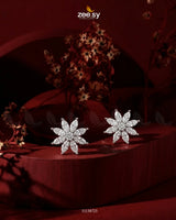 Lotus Floral Crystal Studs Earrings Earrings - Zeesy Jewellery Pakistan | Premium Artificial & Imitation Jewellery