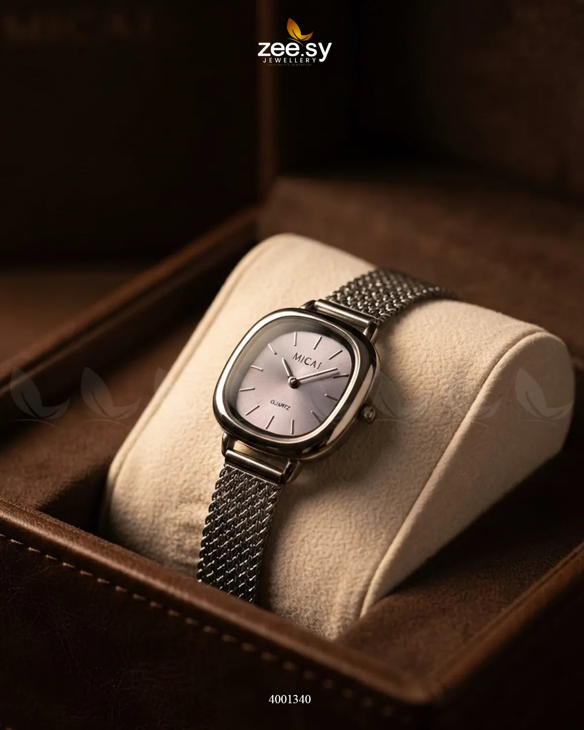 Purple Lunar Woven Link Watch by AJ03 featuring a stylish woven strap and sleek watch face, perfect for accessories.