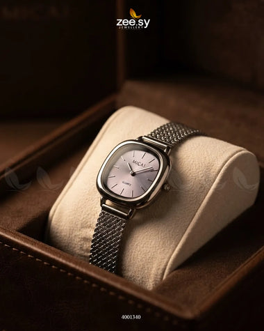 Purple Lunar Woven Link Watch by AJ03 featuring a stylish woven strap and sleek watch face, perfect for accessories.