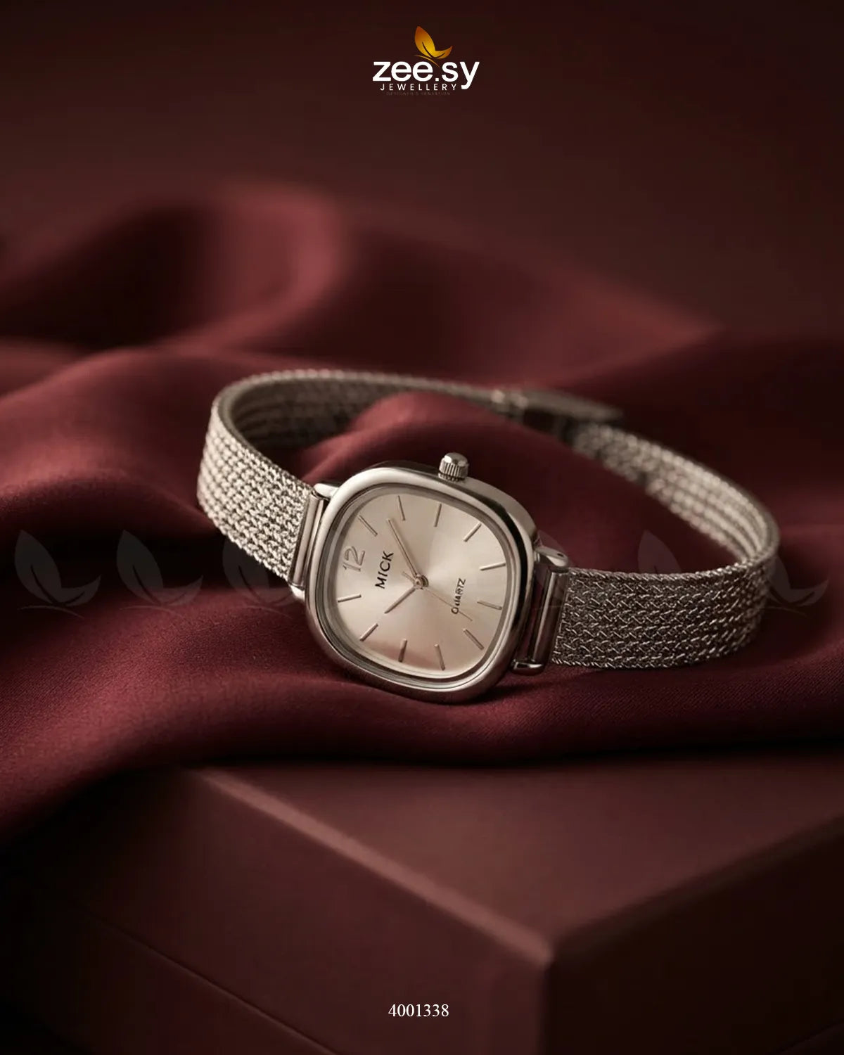 AJ03 Lunar Woven Link Watch with a white woven strap and sleek design, showcasing the stylish accessory on a wrist.