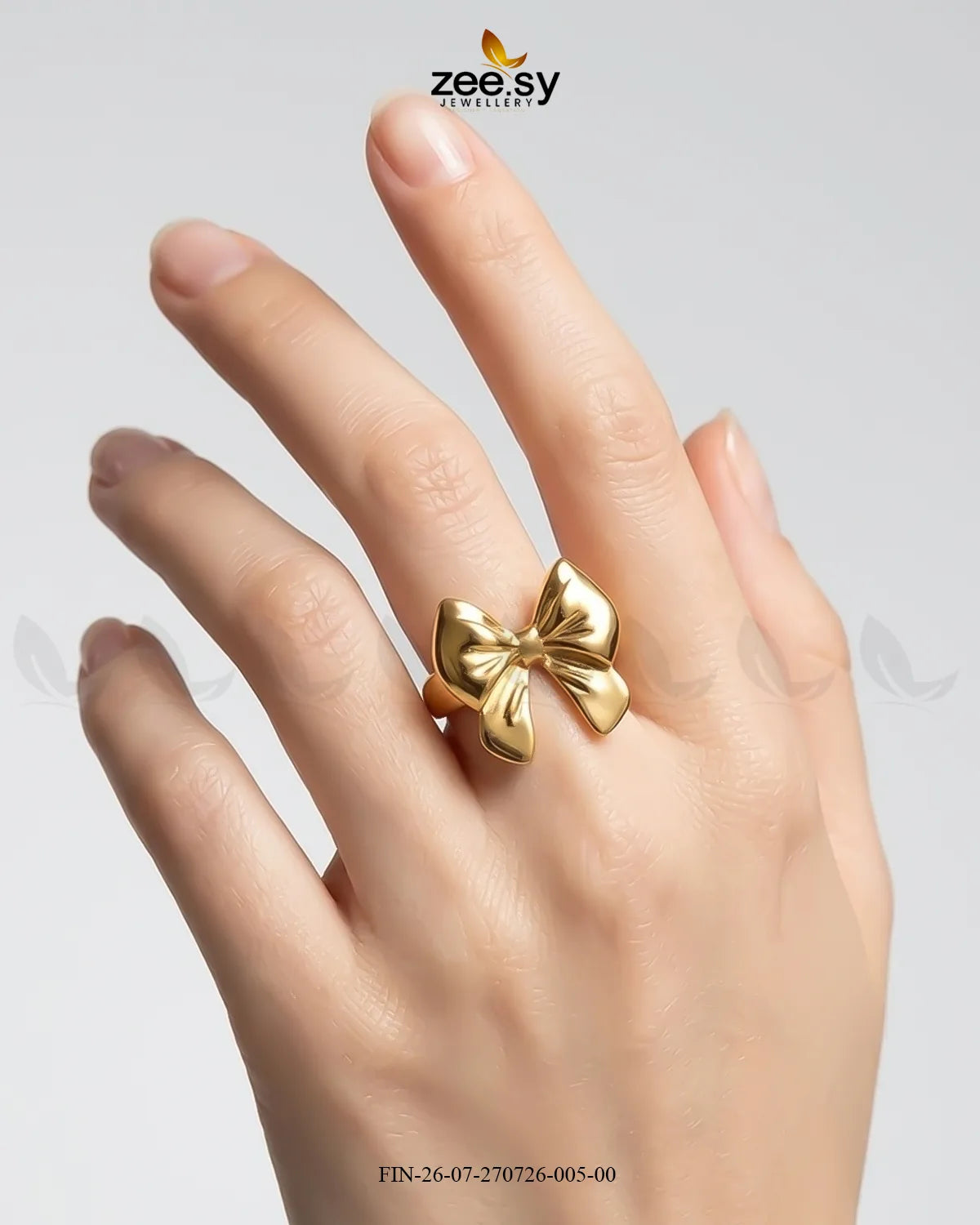 Luxe Curved Ribbon Tie Ring Finger Ring - Zeesy Jewellery Pakistan | Premium Artificial & Imitation Jewellery