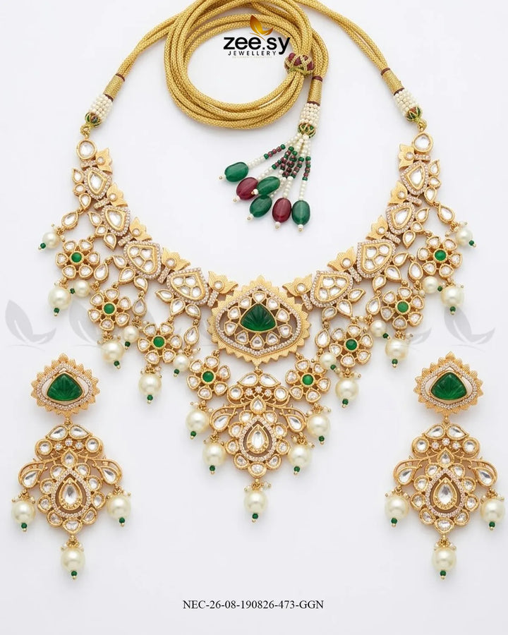 Luxe Trapeze Pearl Necklace Set Necklace Sets - Zeesy Jewellery Pakistan | Premium Artificial & Imitation Jewellery