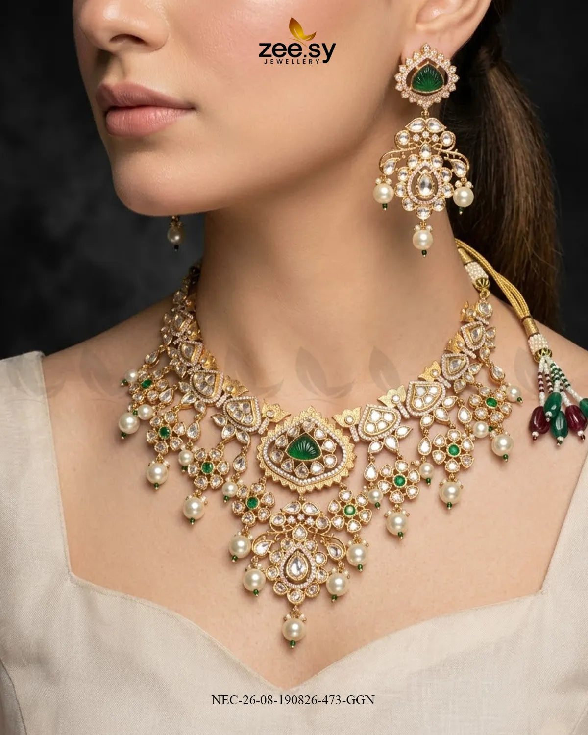 Luxe Trapeze Pearl Necklace Set Necklace Sets - Zeesy Jewellery Pakistan | Premium Artificial & Imitation Jewellery