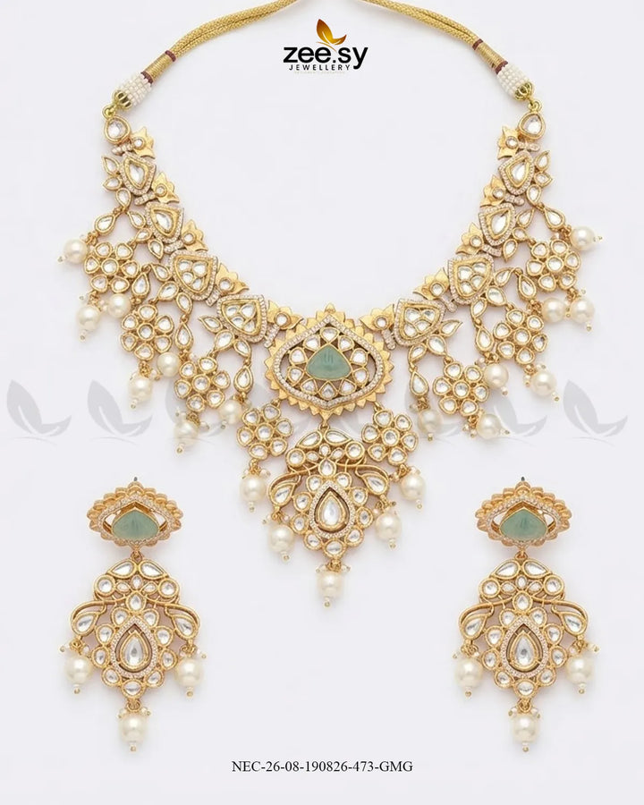 Luxe Trapeze Pearl Necklace Set Necklace Sets - Zeesy Jewellery Pakistan | Premium Artificial & Imitation Jewellery