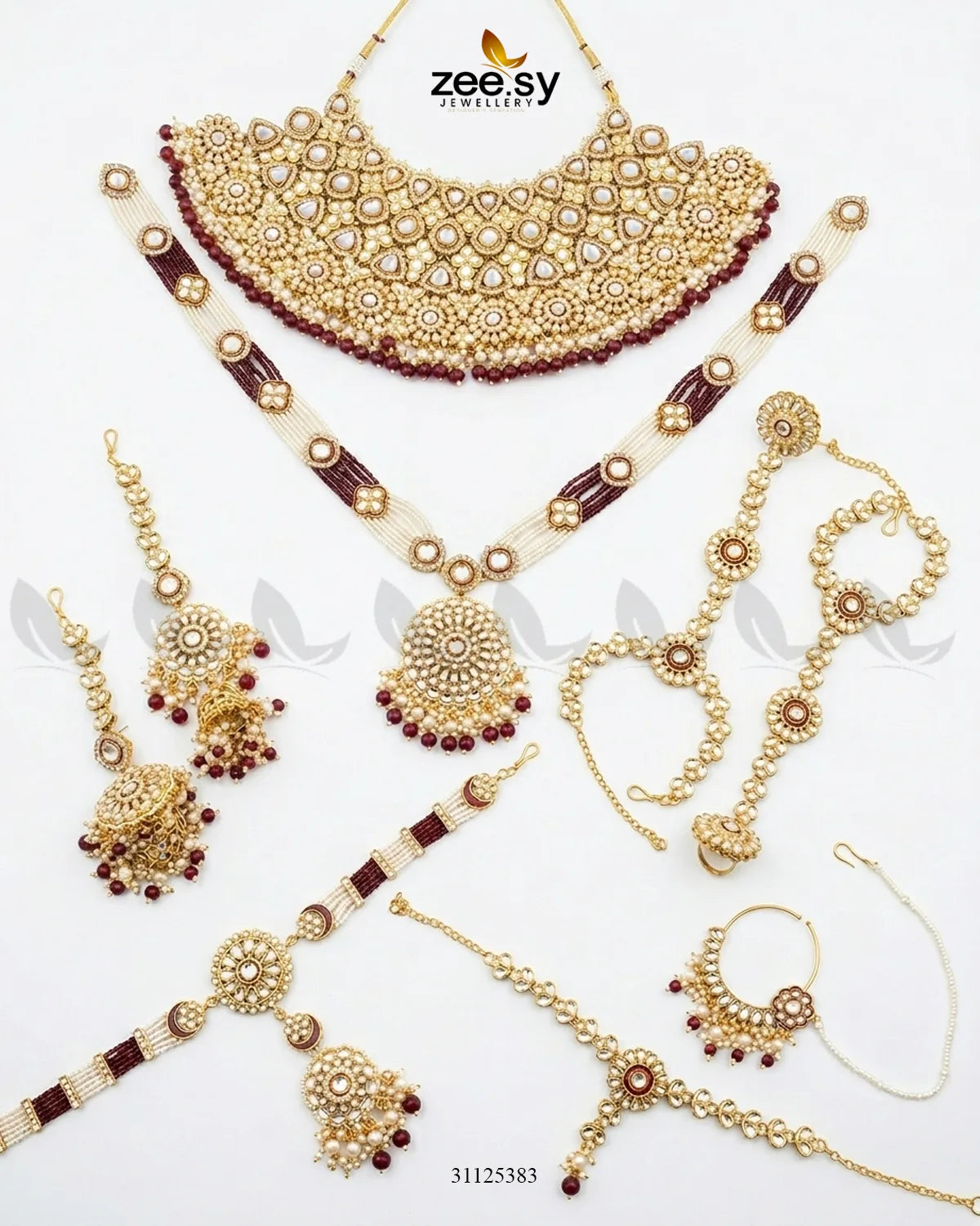 Luxurious Broad Carved Bridal Set Bridal Set - Zeesy Jewellery Pakistan | Premium Artificial & Imitation Jewellery