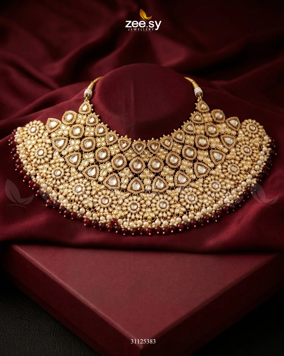 Luxurious Broad Carved Bridal Set Bridal Set - Zeesy Jewellery Pakistan | Premium Artificial & Imitation Jewellery