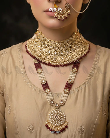 Luxurious Broad Carved Bridal Set Bridal Set - Zeesy Jewellery Pakistan | Premium Artificial & Imitation Jewellery