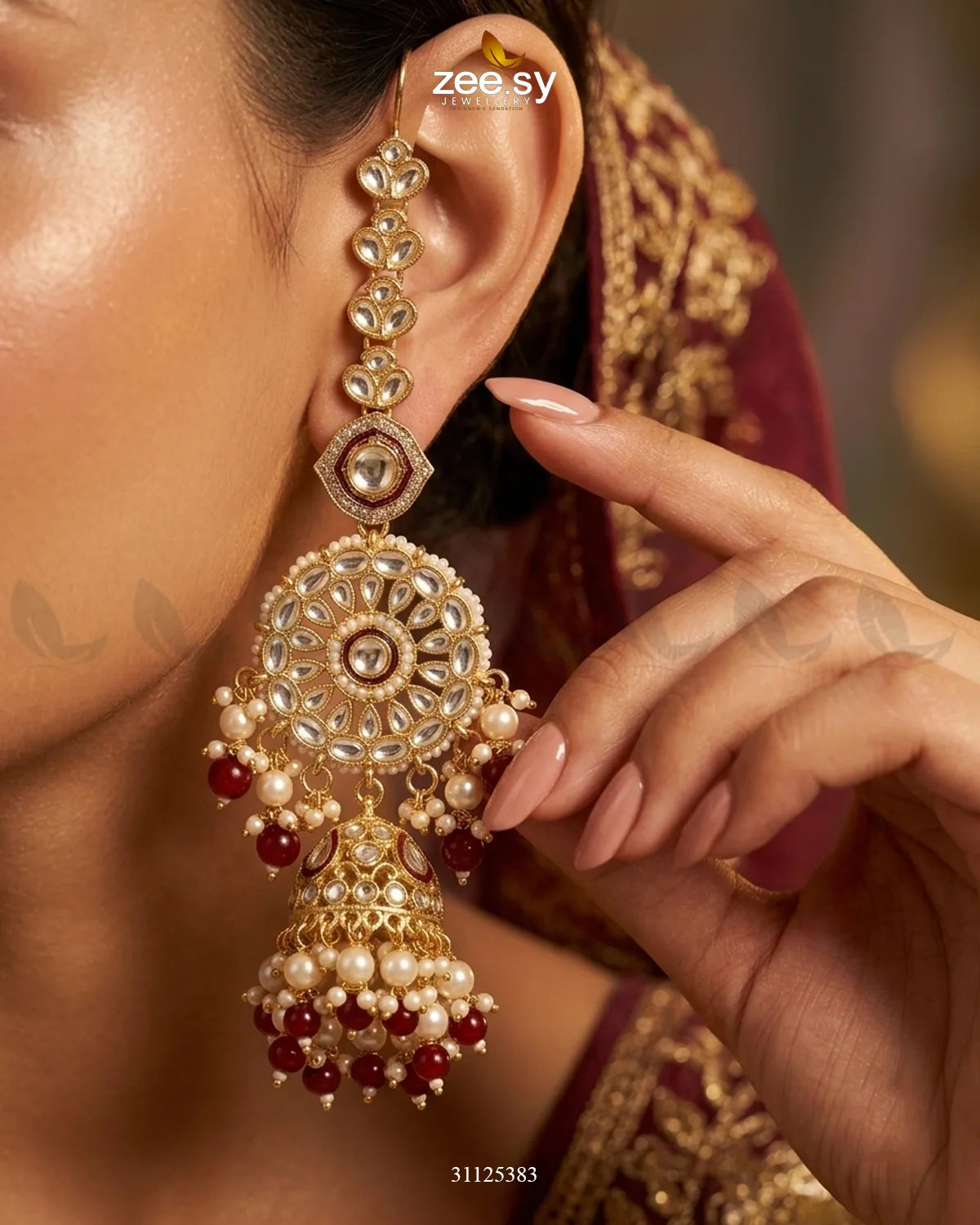 Luxurious Broad Carved Bridal Set Bridal Set - Zeesy Jewellery Pakistan | Premium Artificial & Imitation Jewellery
