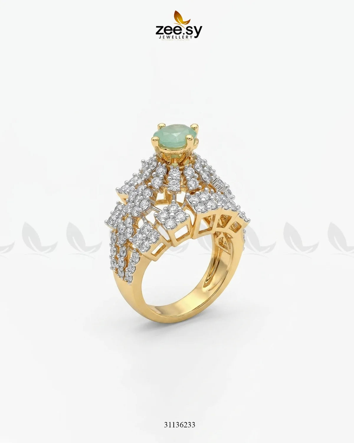 Luxurious Diamond Cluster Ring Finger Ring - Zeesy Jewellery Pakistan | Premium Artificial & Imitation Jewellery