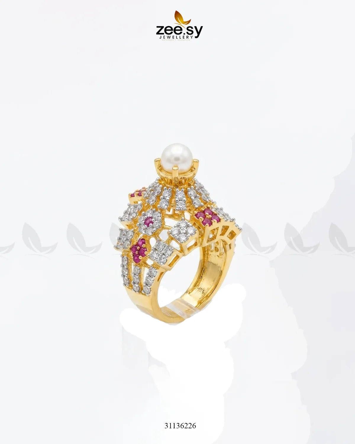Luxurious Diamond Cluster Ring Finger Ring - Zeesy Jewellery Pakistan | Premium Artificial & Imitation Jewellery