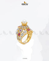 Luxurious Diamond Cluster Ring Finger Ring - Zeesy Jewellery Pakistan | Premium Artificial & Imitation Jewellery