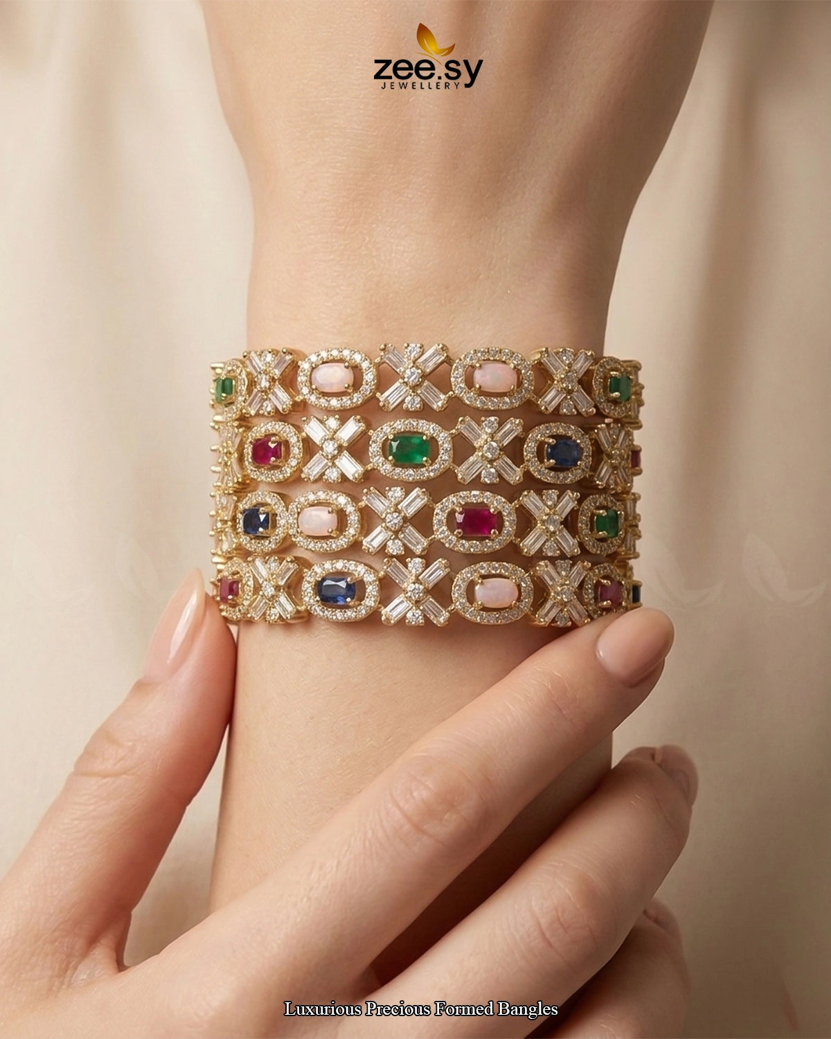 Luxurious Precious Formed Bangles - Multi BANGLES - Zeesy Jewellery Pakistan | Premium Artificial & Imitation Jewellery