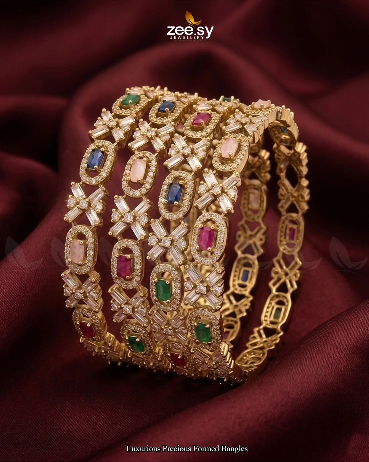 Luxurious Precious Formed Bangles - Multi BANGLES - Zeesy Jewellery Pakistan | Premium Artificial & Imitation Jewellery