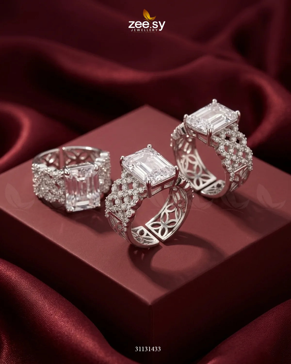 Luxurious Uncut Bold Stone Ring Silver White Finger Ring - Zeesy Jewellery Pakistan | Premium Artificial & Imitation Jewellery