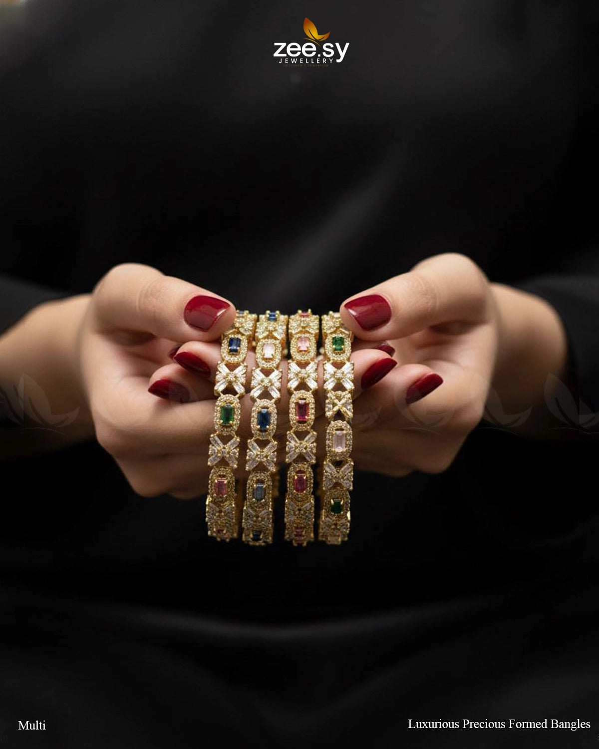 Luxurious Precious Formed Bangles - Multi - Zeesy Jewellery