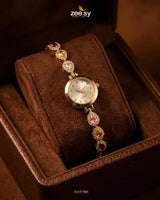 Luxury Rose Bracelet Watch Golden Multi ACCESSORIES - Zeesy Jewellery Pakistan | Premium Artificial & Imitation Jewellery