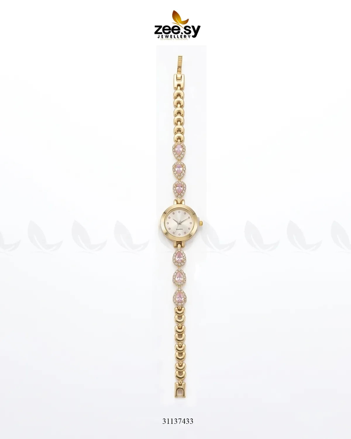 Luxury Rose Bracelet Watch Golden Mint Pink ACCESSORIES - Zeesy Jewellery Pakistan | Premium Artificial & Imitation Jewellery