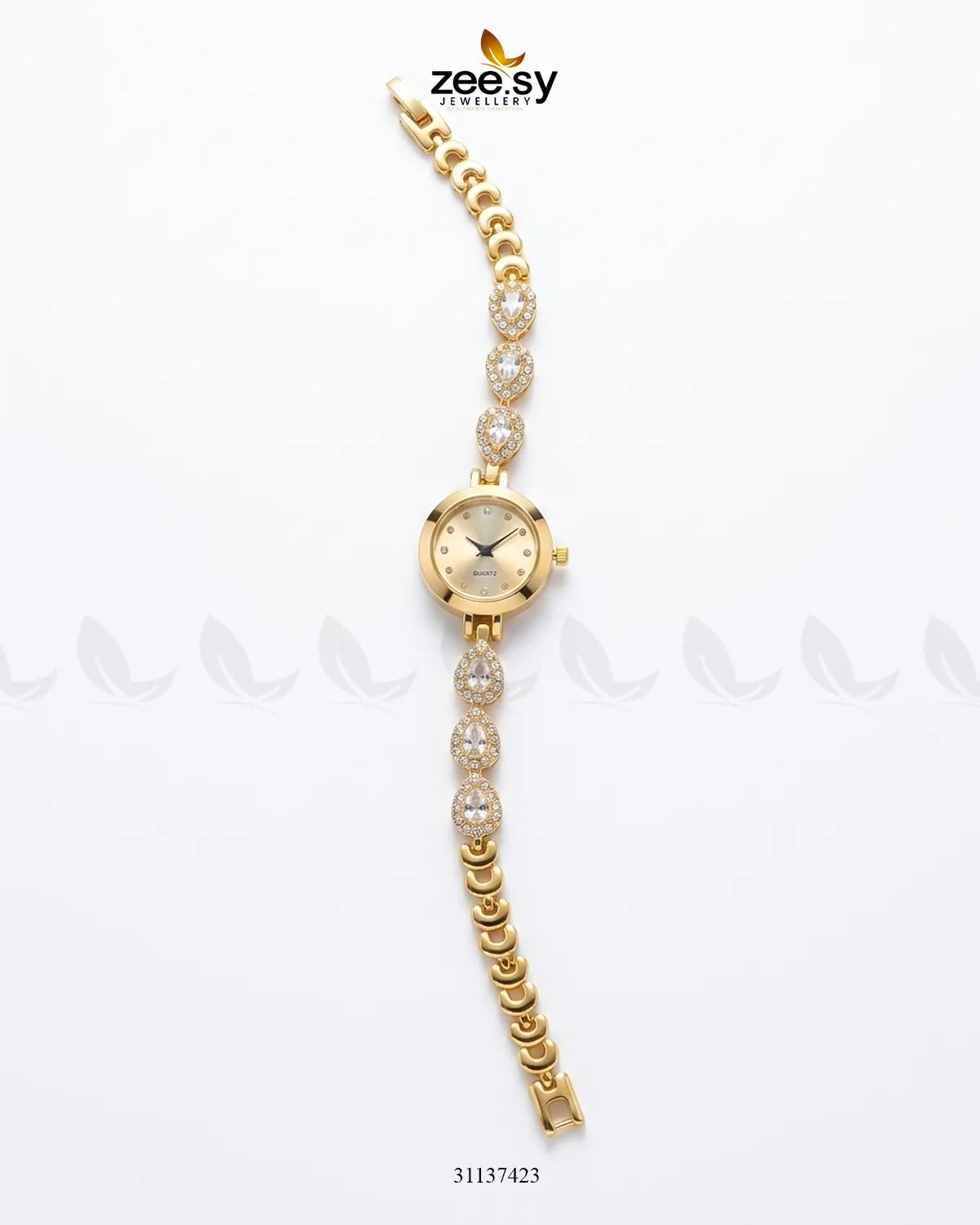 Luxury Rose Bracelet Watch Golden White ACCESSORIES - Zeesy Jewellery Pakistan | Premium Artificial & Imitation Jewellery