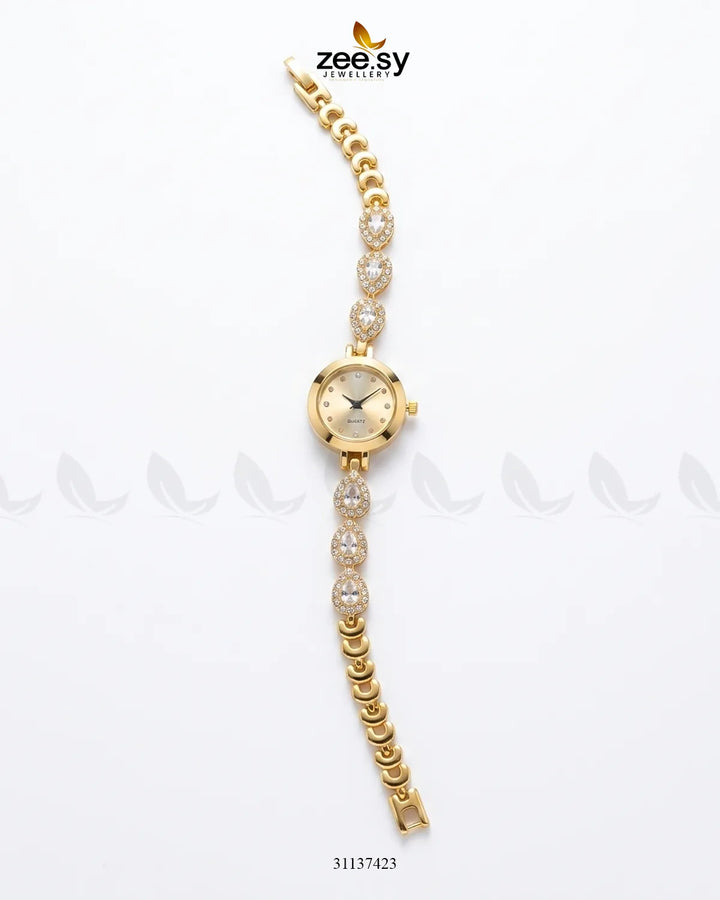 Luxury Rose Bracelet Watch Golden White ACCESSORIES - Zeesy Jewellery Pakistan | Premium Artificial & Imitation Jewellery