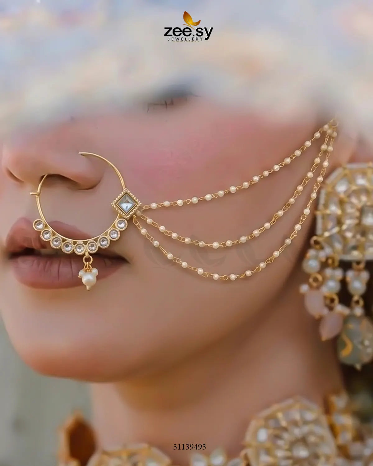 Magnolia Pearl Traditional Nose Ring Nose ring - Zeesy Jewellery Pakistan | Premium Artificial & Imitation Jewellery