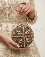 Mahogany Leaf Embellished Clutch Bag - Zeesy Jewellery