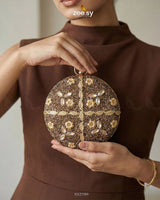 Mahogany Leaf Embellished Clutch Bag - Zeesy Jewellery