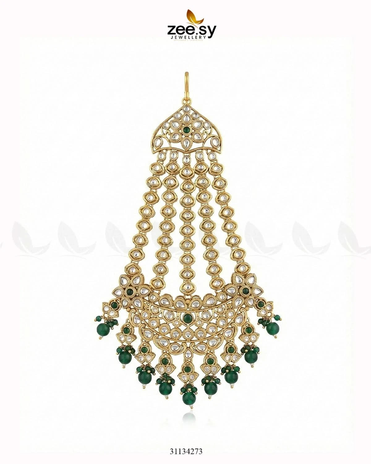 Majestic Faux Pearl Jhumar Golden Green - Zeesy Jewellery