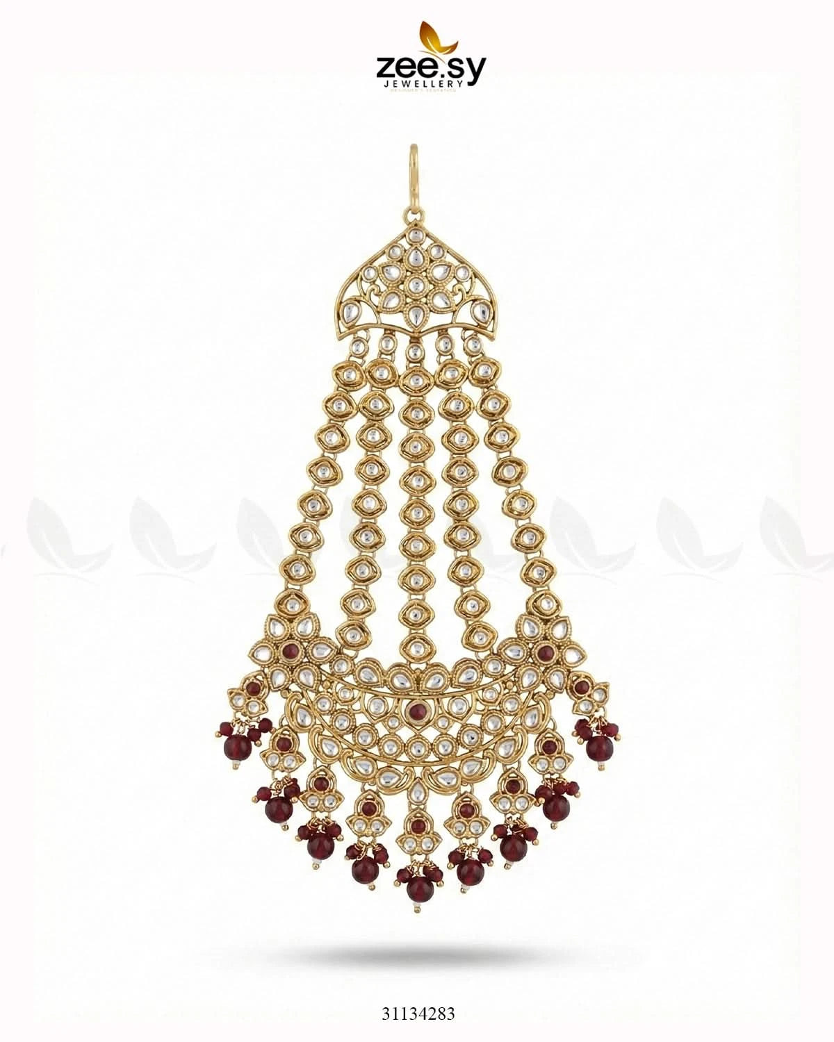 Majestic Faux Pearl Jhumar Golden Red - Zeesy Jewellery