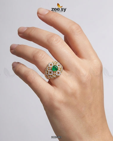 Majestic Geometric Gemstone Ring Finger Ring - Zeesy Jewellery Pakistan | Premium Artificial & Imitation Jewellery
