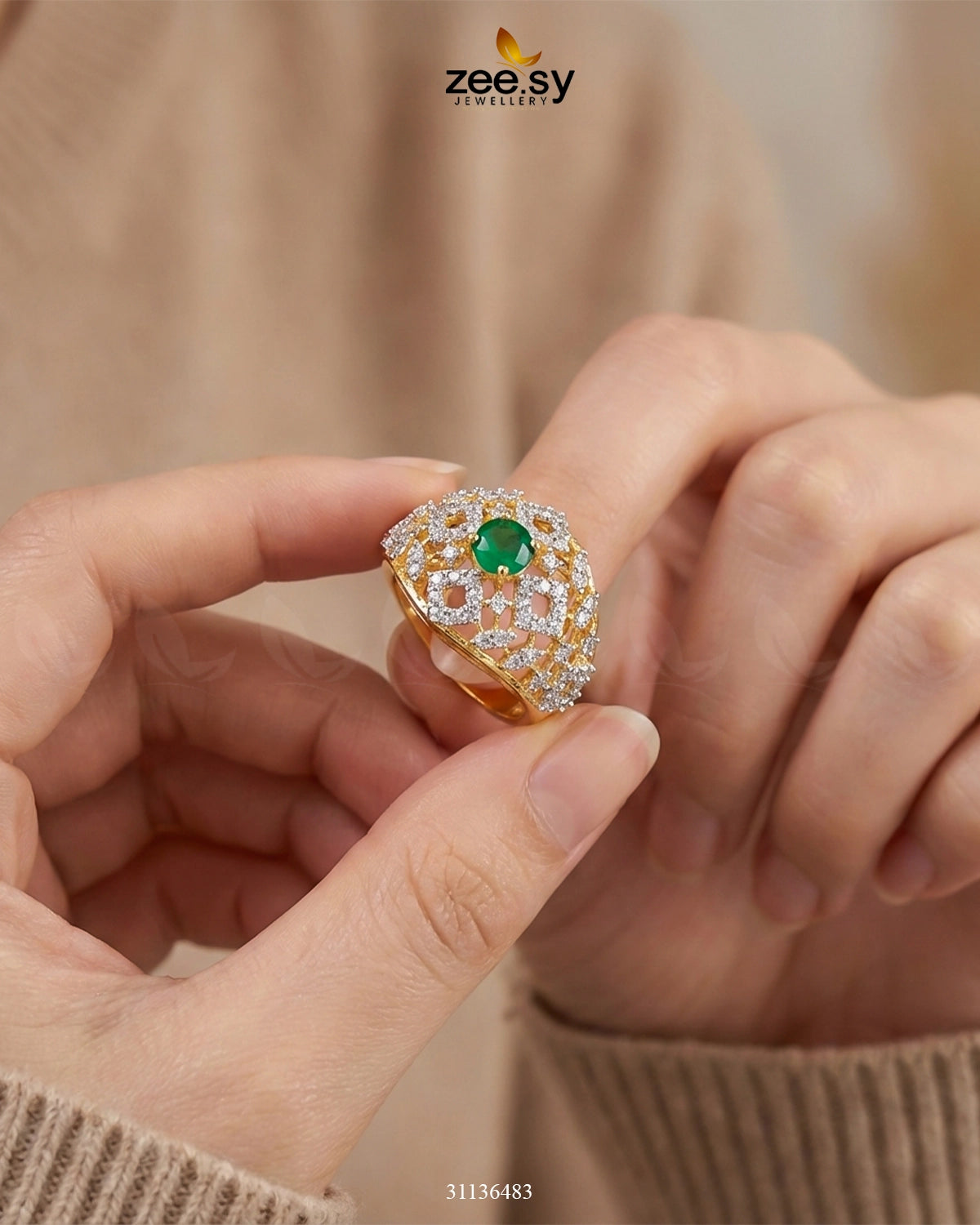 Majestic Geometric Gemstone Ring