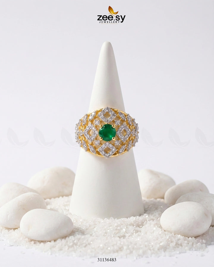 Majestic Geometric Gemstone Ring Finger Ring - Zeesy Jewellery Pakistan | Premium Artificial & Imitation Jewellery