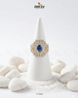 Majestic Heritage Statement Ring Golden Blue Finger Ring - Zeesy Jewellery Pakistan | Premium Artificial & Imitation Jewellery