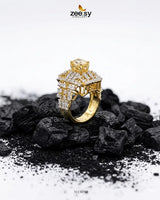 Majestic Heritage Statement Ring Golden Champagne Finger Ring - Zeesy Jewellery Pakistan | Premium Artificial & Imitation Jewellery