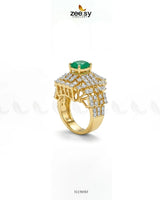 Majestic Heritage Statement Ring Golden Green Finger Ring - Zeesy Jewellery Pakistan | Premium Artificial & Imitation Jewellery