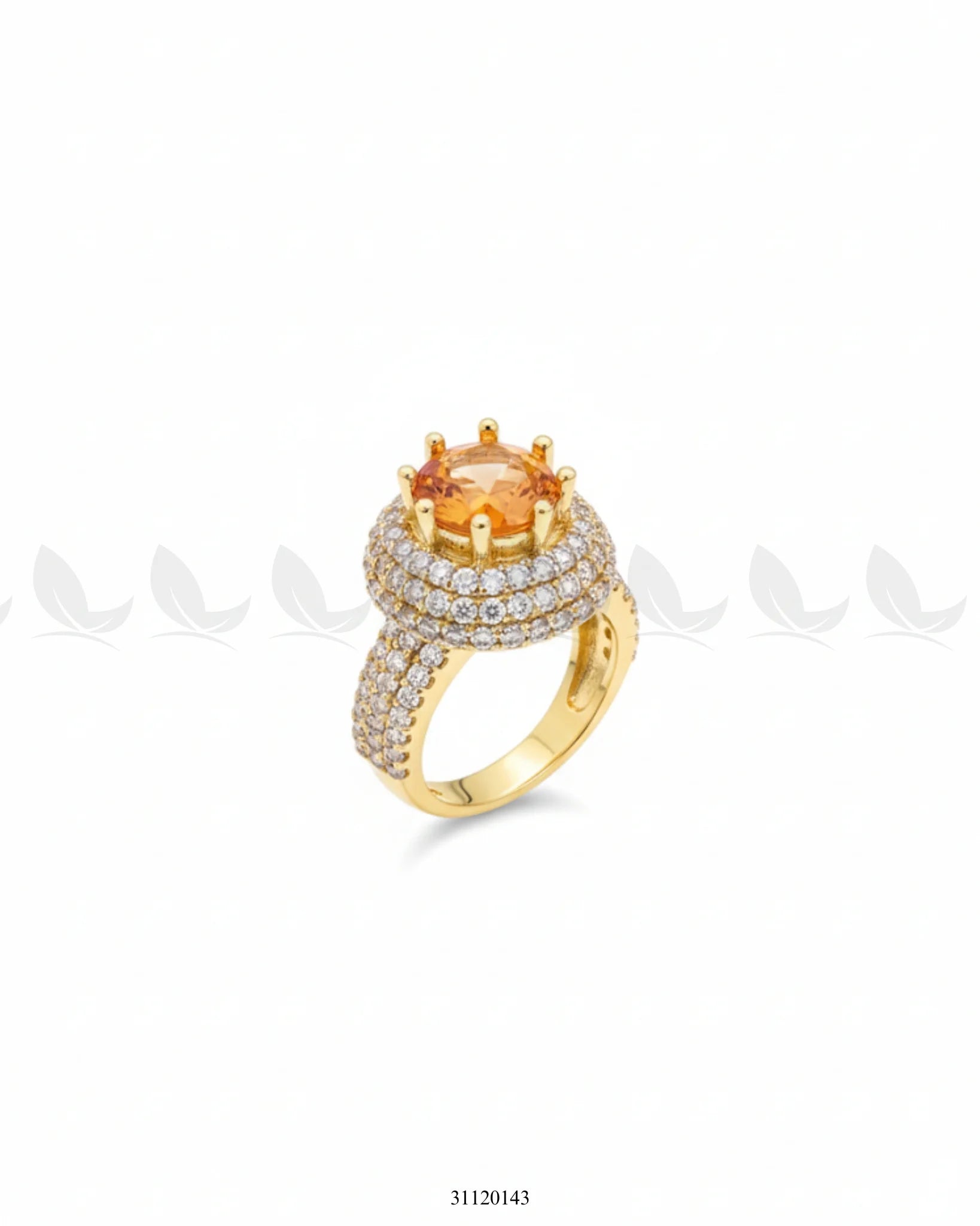 Majestic Double Halo Crown Ring Champagne - Zeesy Jewellery