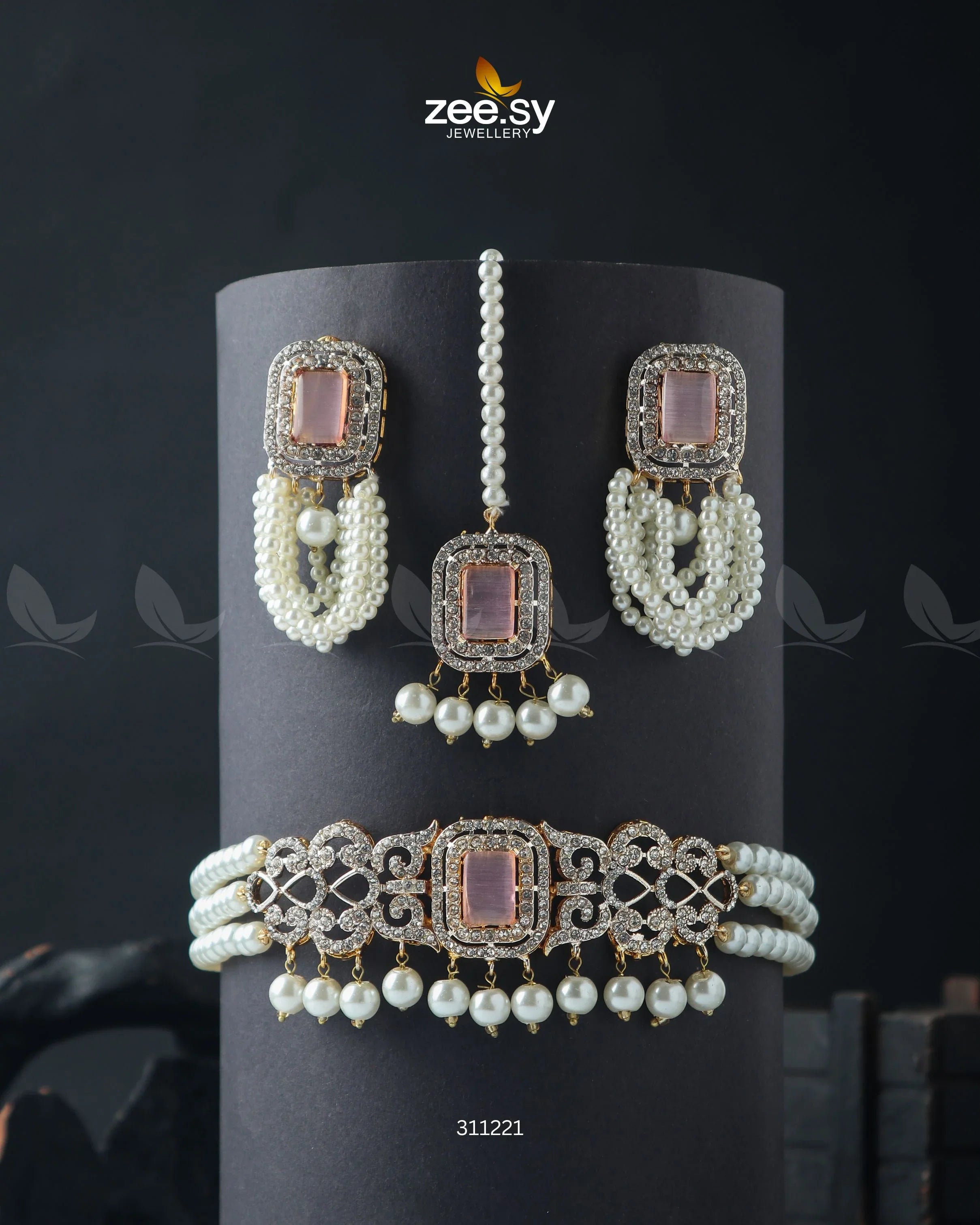 Marasim Choker Necklace Mint pink - Zeesy Jewellery