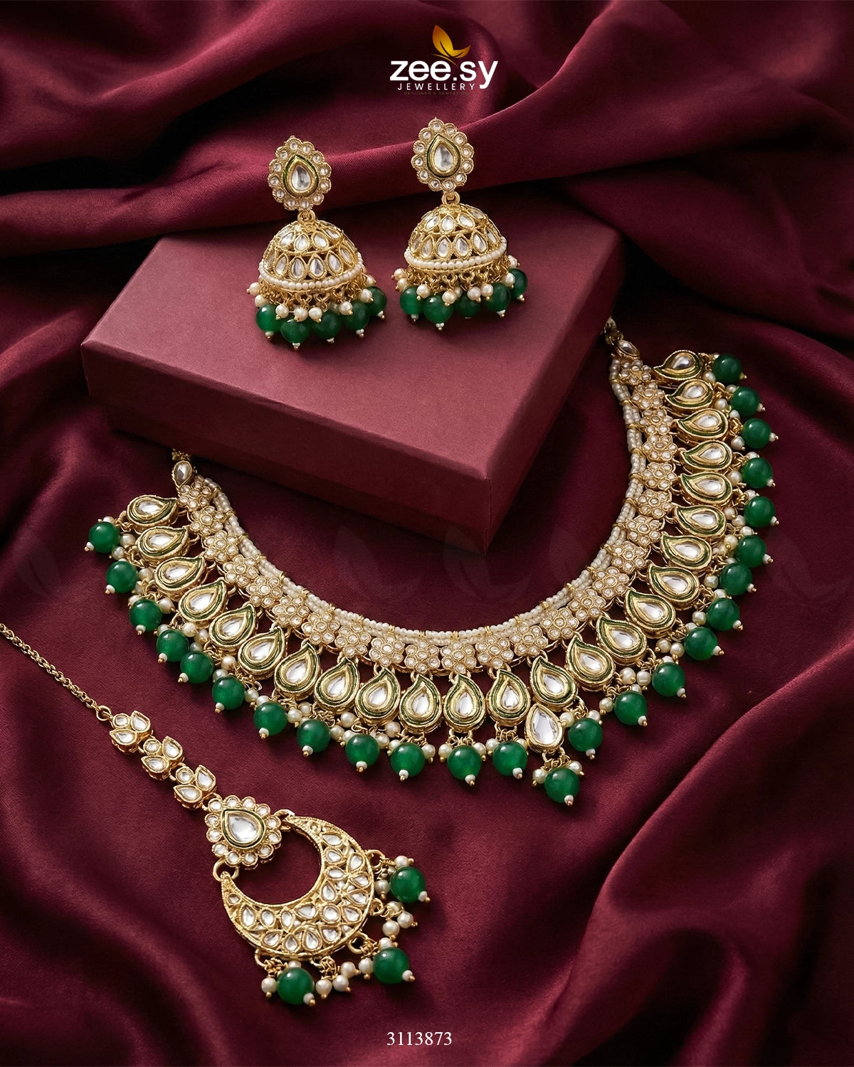 Mariya Necklace Set Green - Zeesy Jewellery
