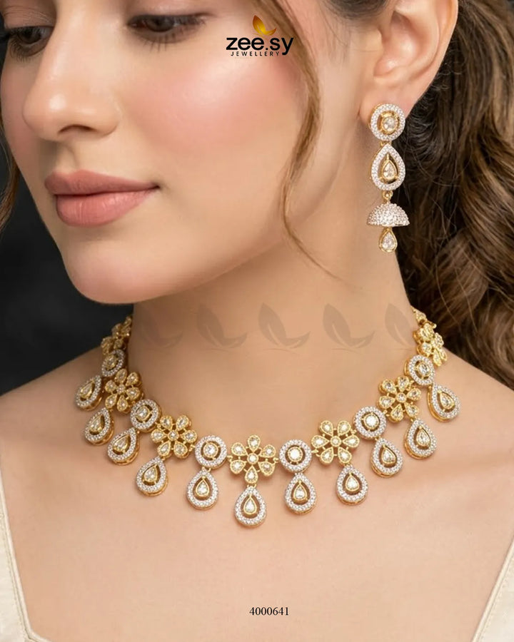 Meadow Floral Kundan Necklace Set Necklace Sets - Zeesy Jewellery Pakistan | Premium Artificial & Imitation Jewellery
