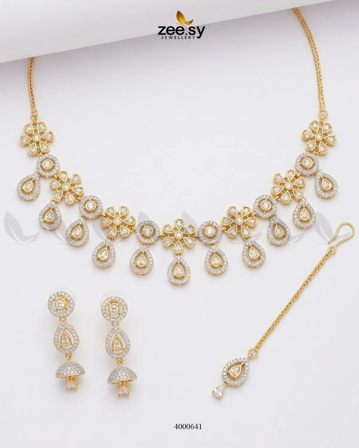 Meadow Floral Kundan Necklace Set Necklace Sets - Zeesy Jewellery Pakistan | Premium Artificial & Imitation Jewellery