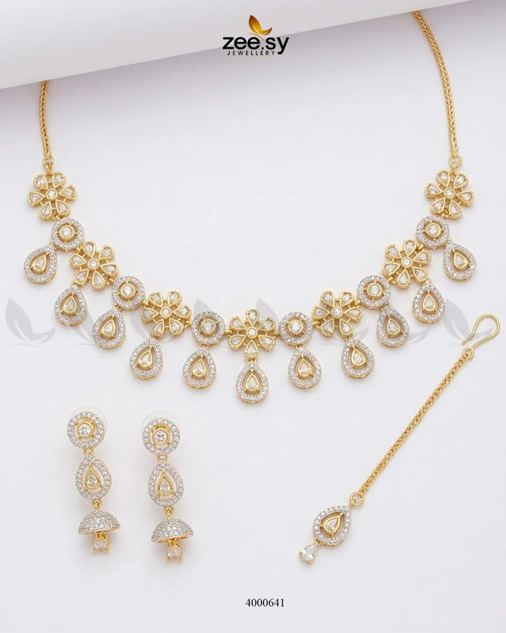 Meadow Floral Kundan Necklace Set Necklace Sets - Zeesy Jewellery Pakistan | Premium Artificial & Imitation Jewellery