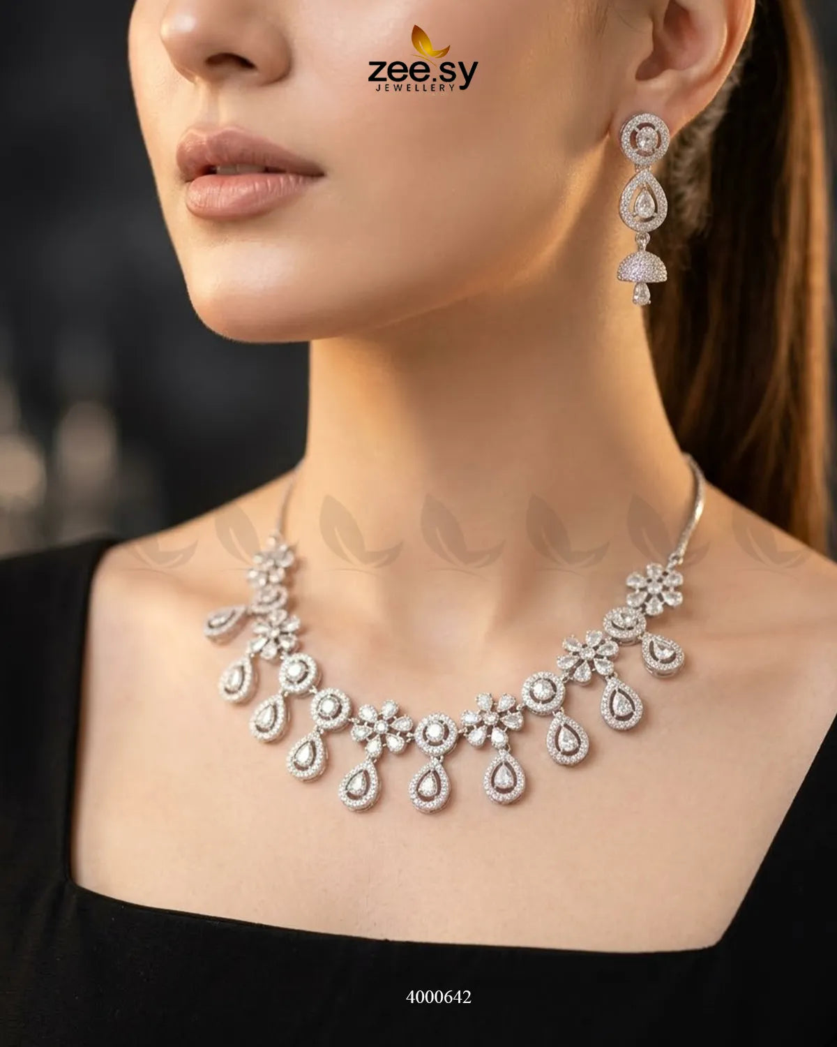 Meadow Floral Kundan Necklace Set Necklace Sets - Zeesy Jewellery Pakistan | Premium Artificial & Imitation Jewellery